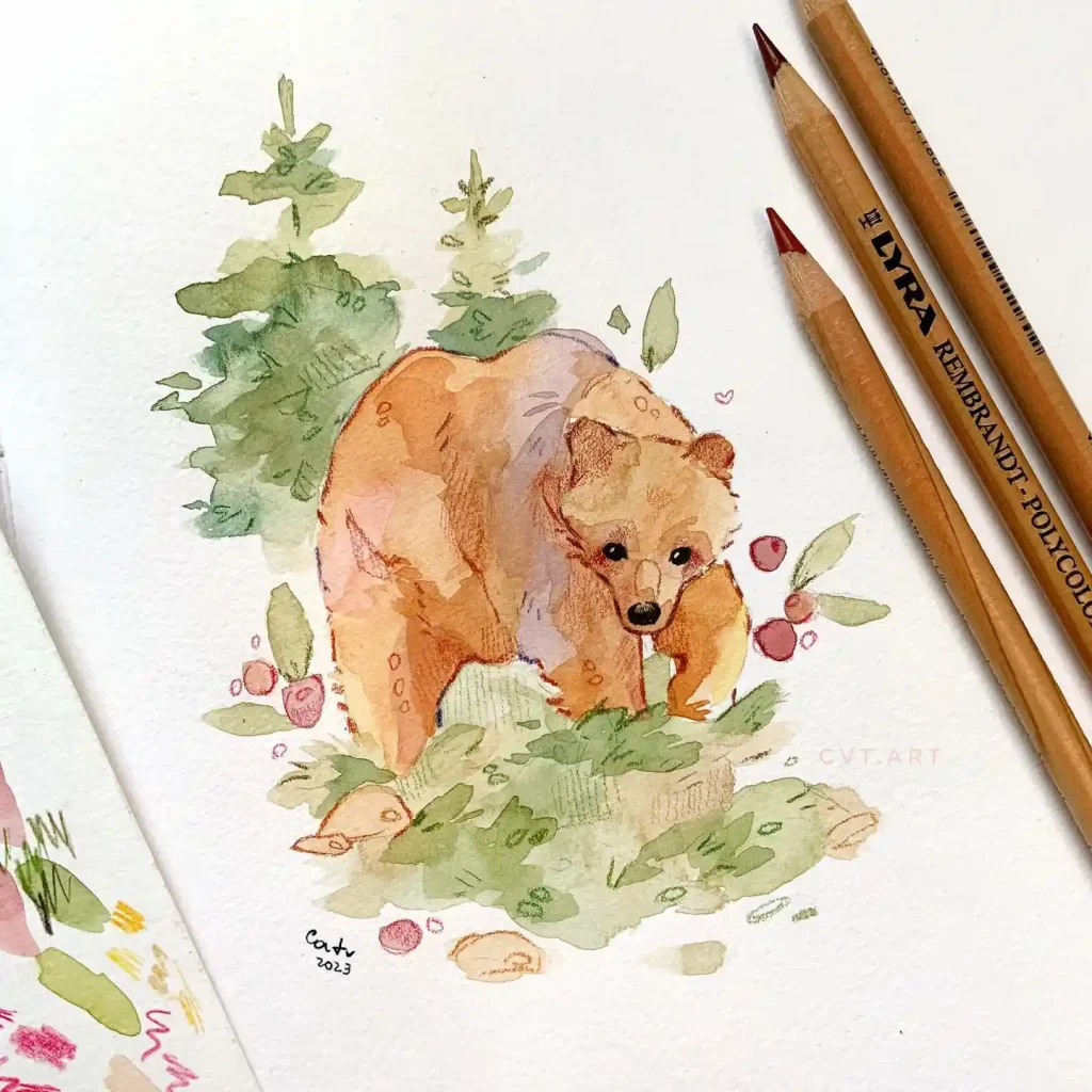 Watercolor Bear Drawing Ideas (26)