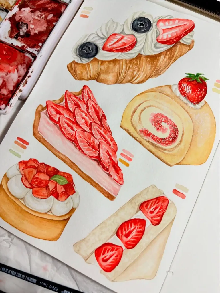 Watercolor Cake Drawing Ideas (23)