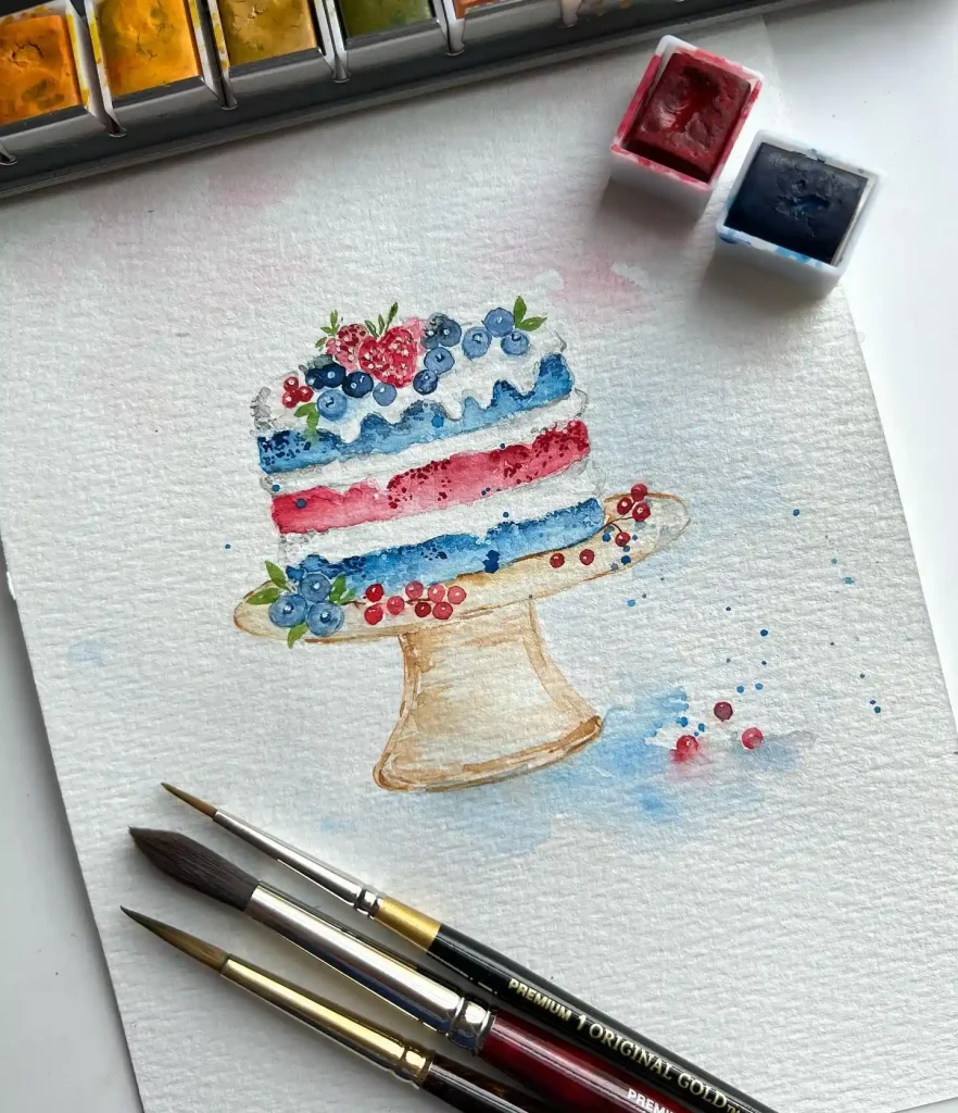 Watercolor Cake Drawing Ideas (29)
