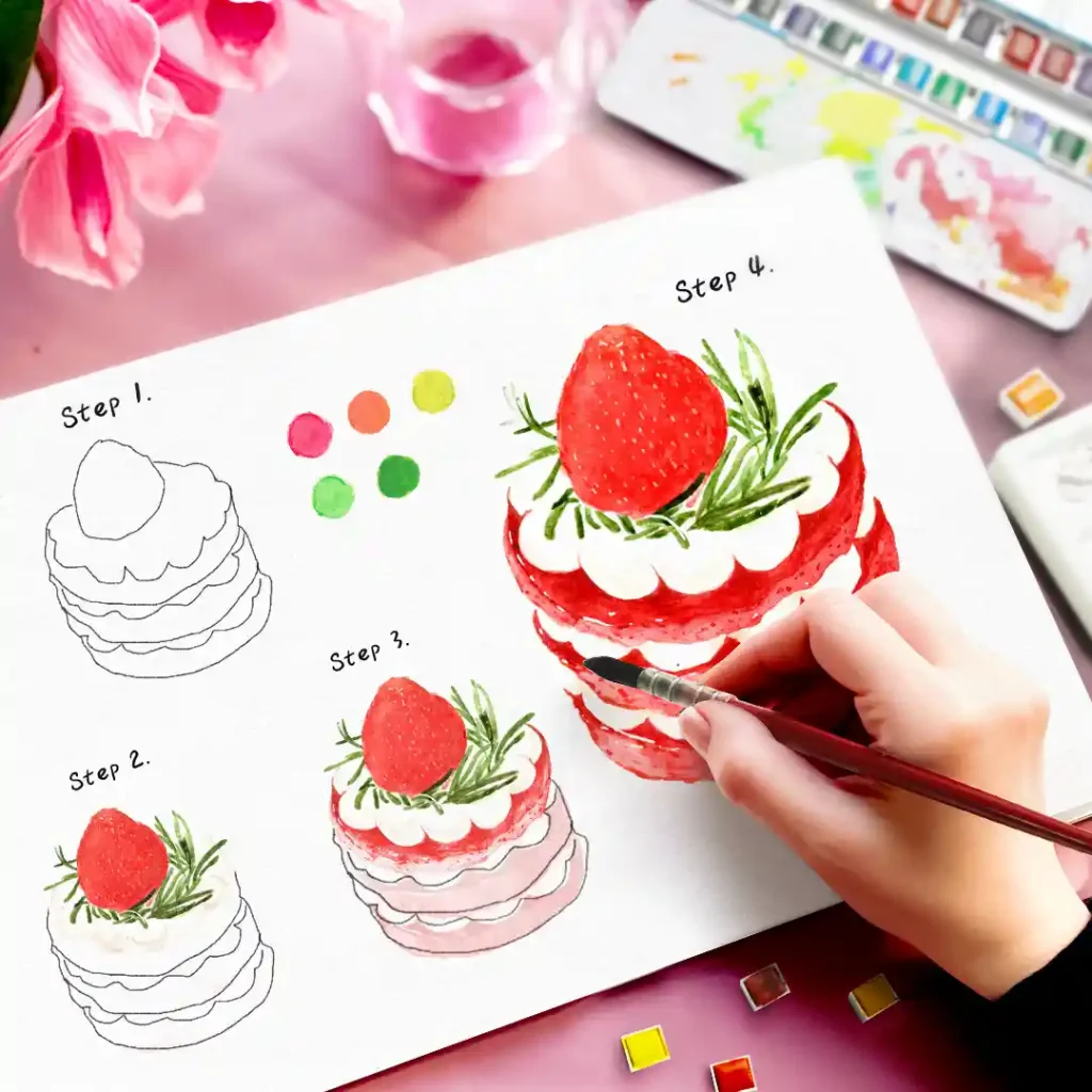Watercolor Cake Drawing Ideas (3)