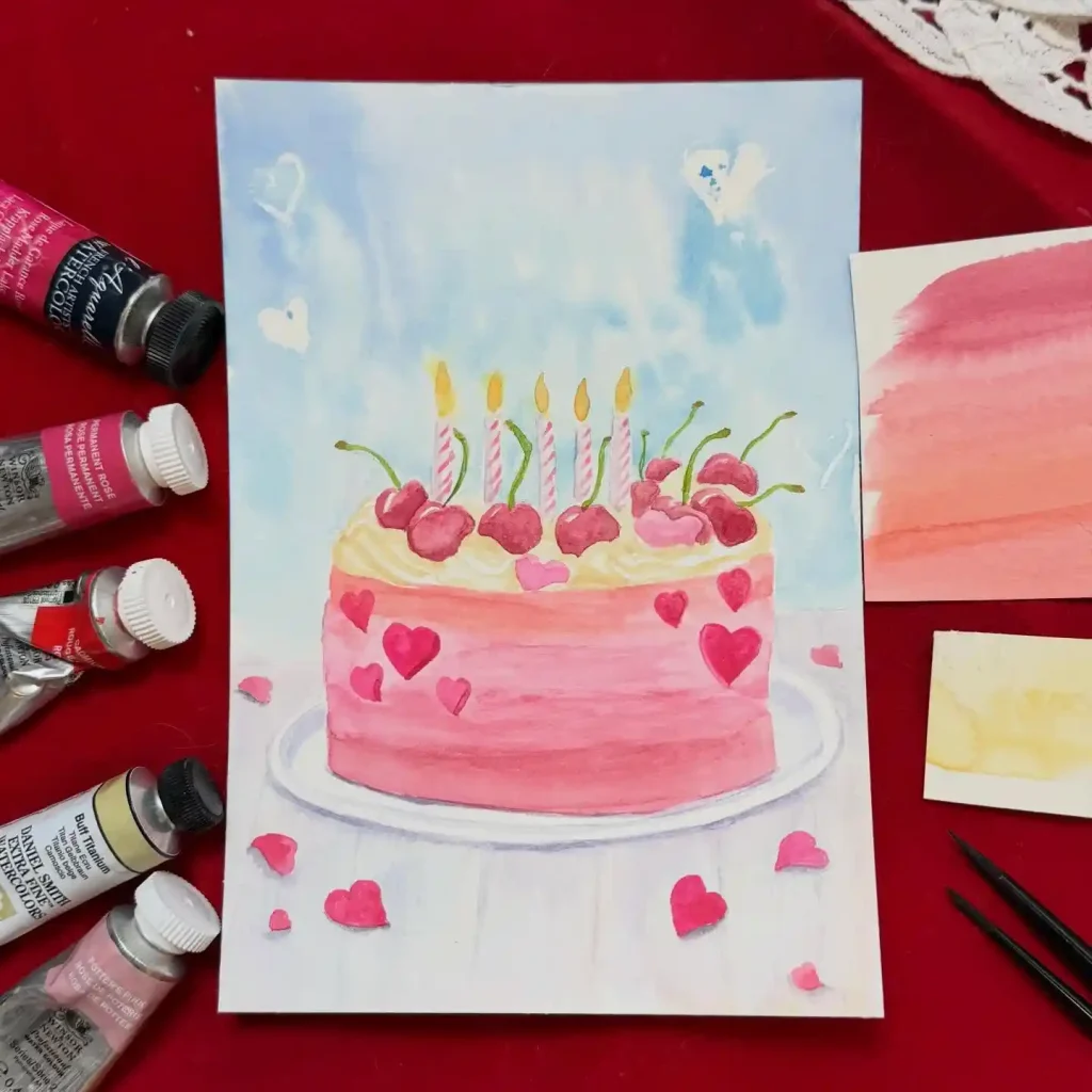 Watercolor Cake Drawing Ideas (7)