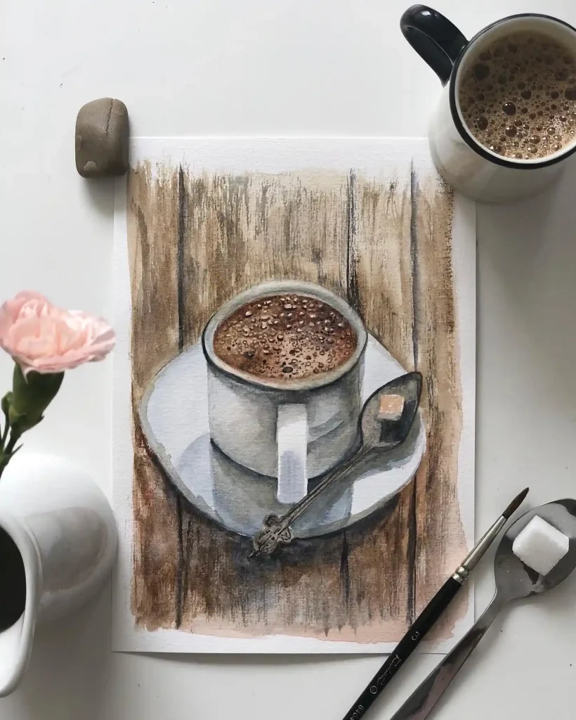 Watercolor Coffee Drawing Ideas (20)