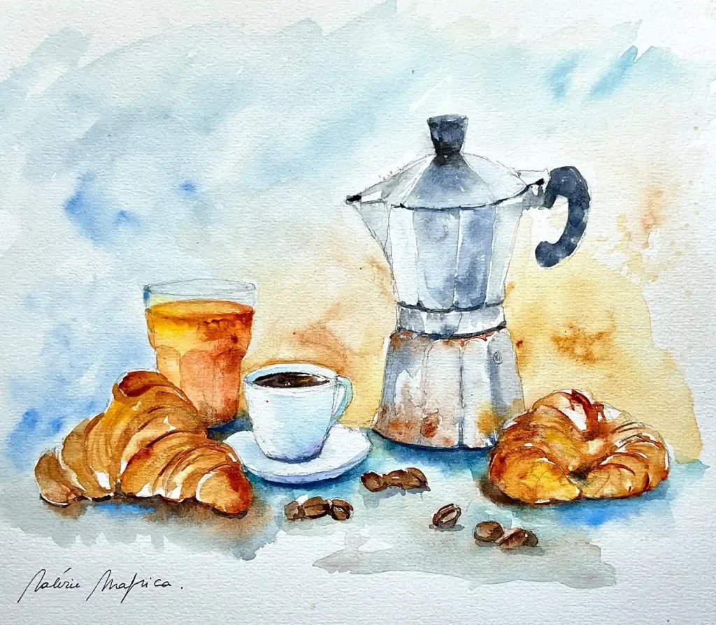 Watercolor Coffee Drawing Ideas (24)