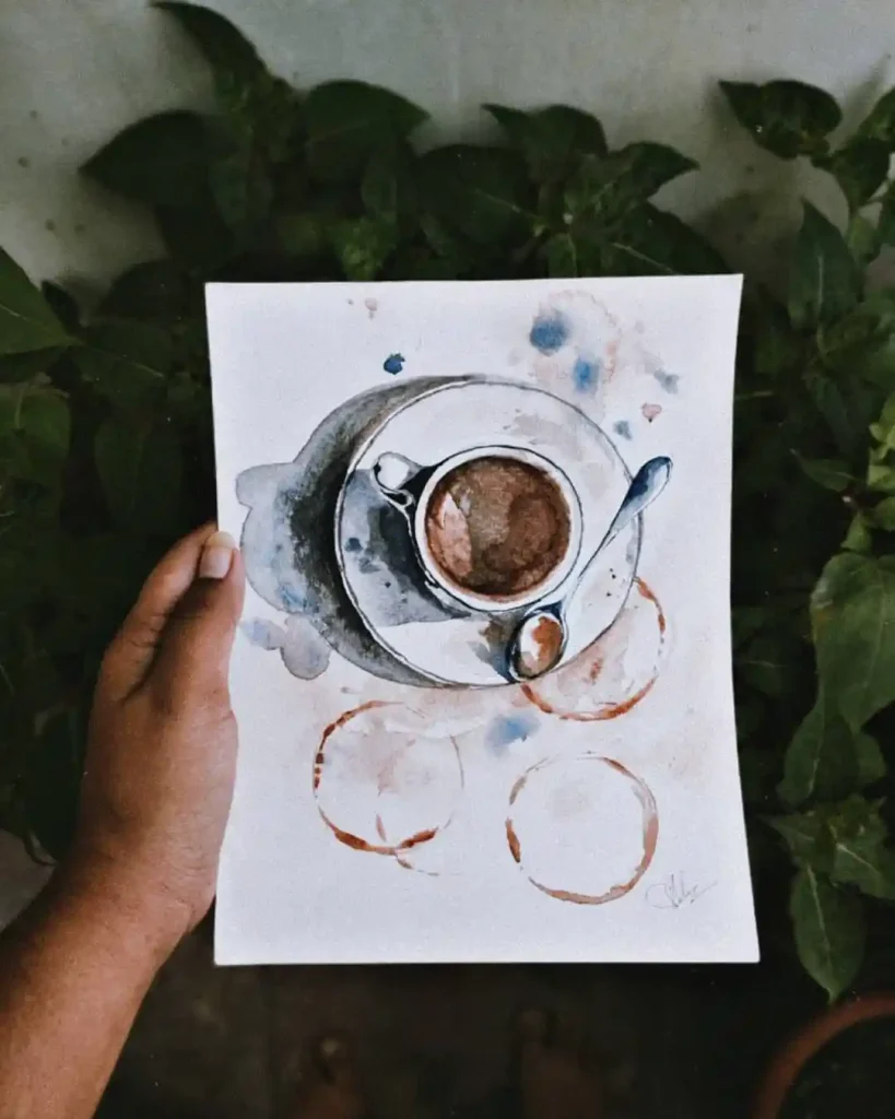 Watercolor Coffee Drawing Ideas (8)