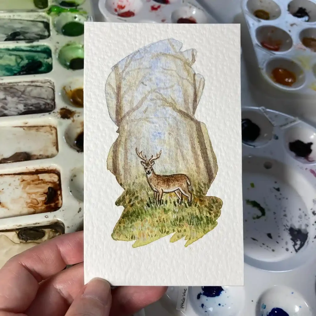 Watercolor Deer Drawing Ideas (10)
