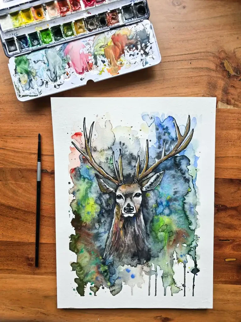 Watercolor Deer Drawing Ideas (15)
