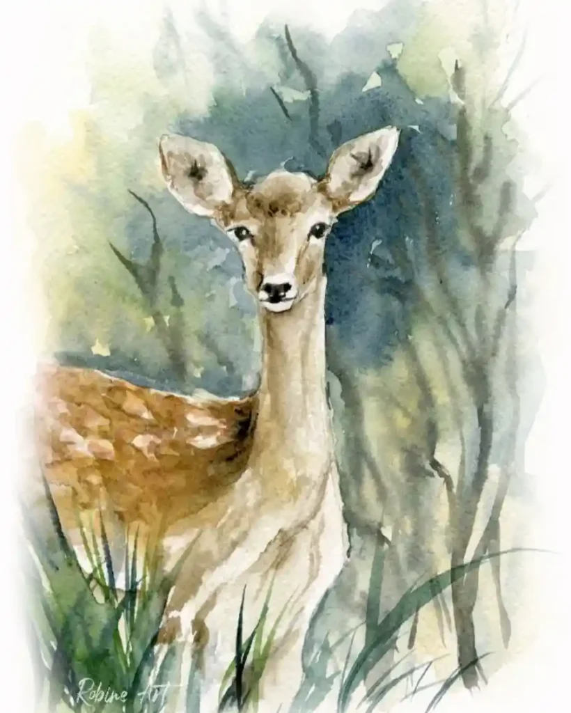 Watercolor Deer Drawing Ideas (2)