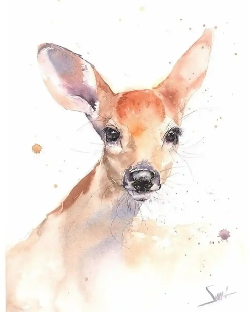 Watercolor Deer Drawing Ideas (24)