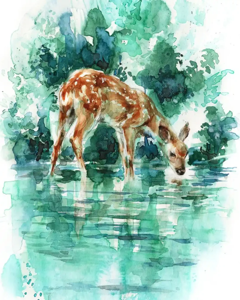 Watercolor Deer Drawing Ideas (8)