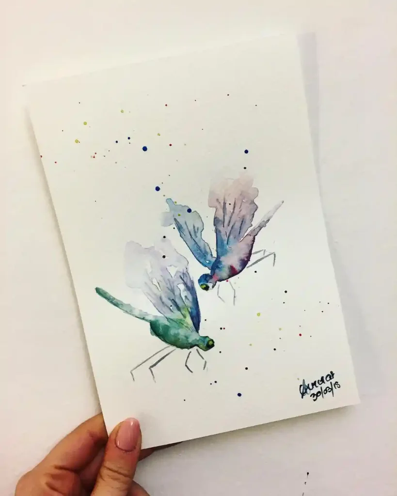 Watercolor Dragonfly Drawing Ideas (1)
