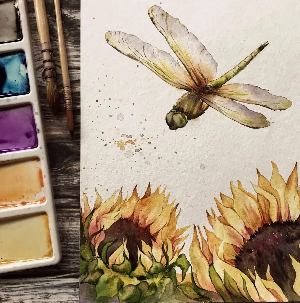 Watercolor Dragonfly Drawing Ideas (13)