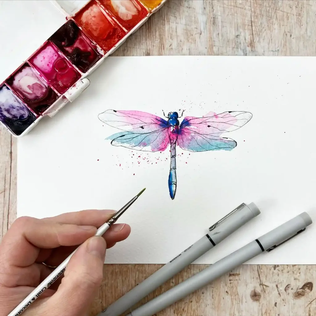 Watercolor Dragonfly Drawing Ideas (17)