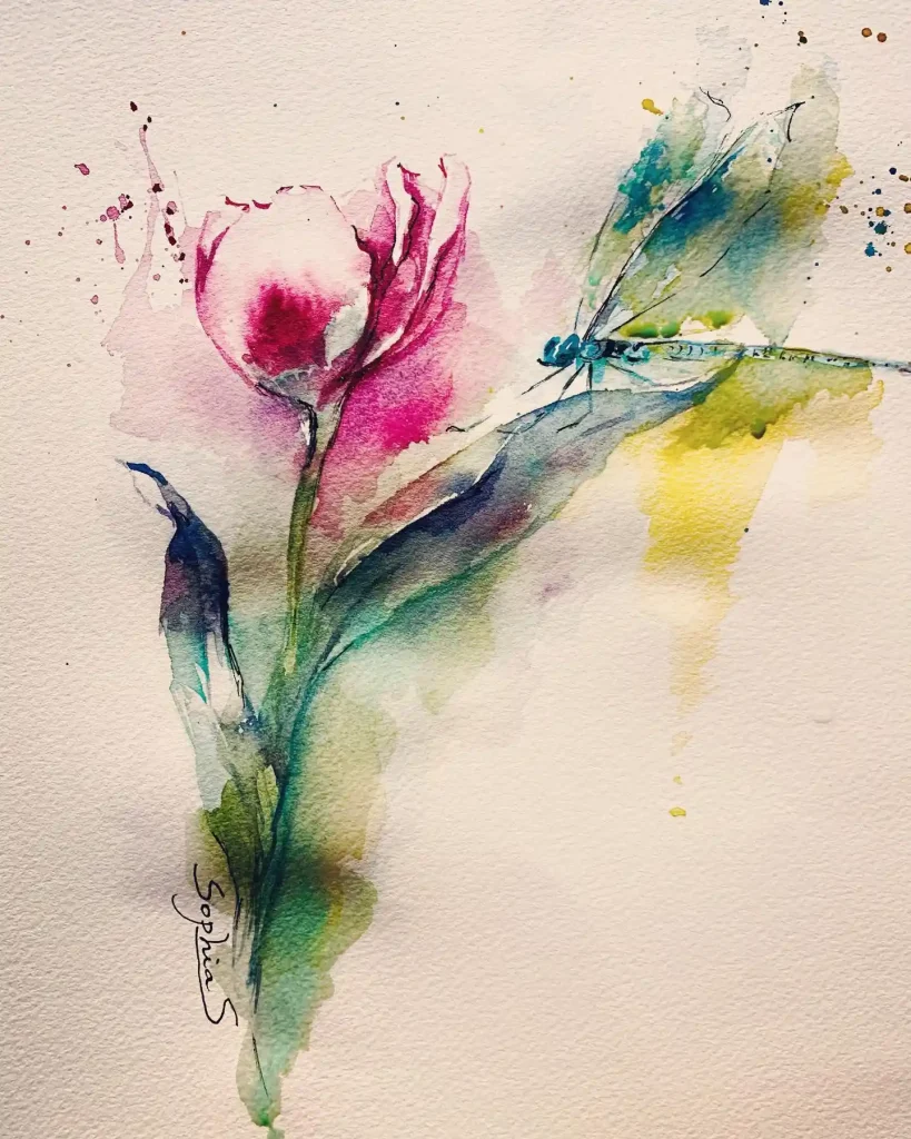 Watercolor Dragonfly Drawing Ideas (2)