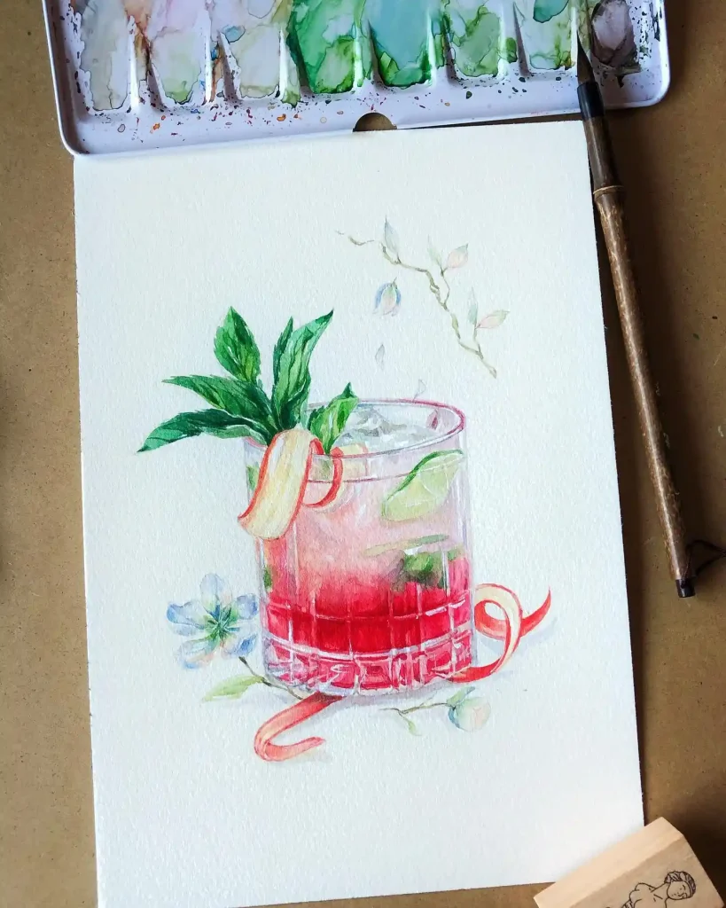 Watercolor Drinks Drawing Ideas (33)