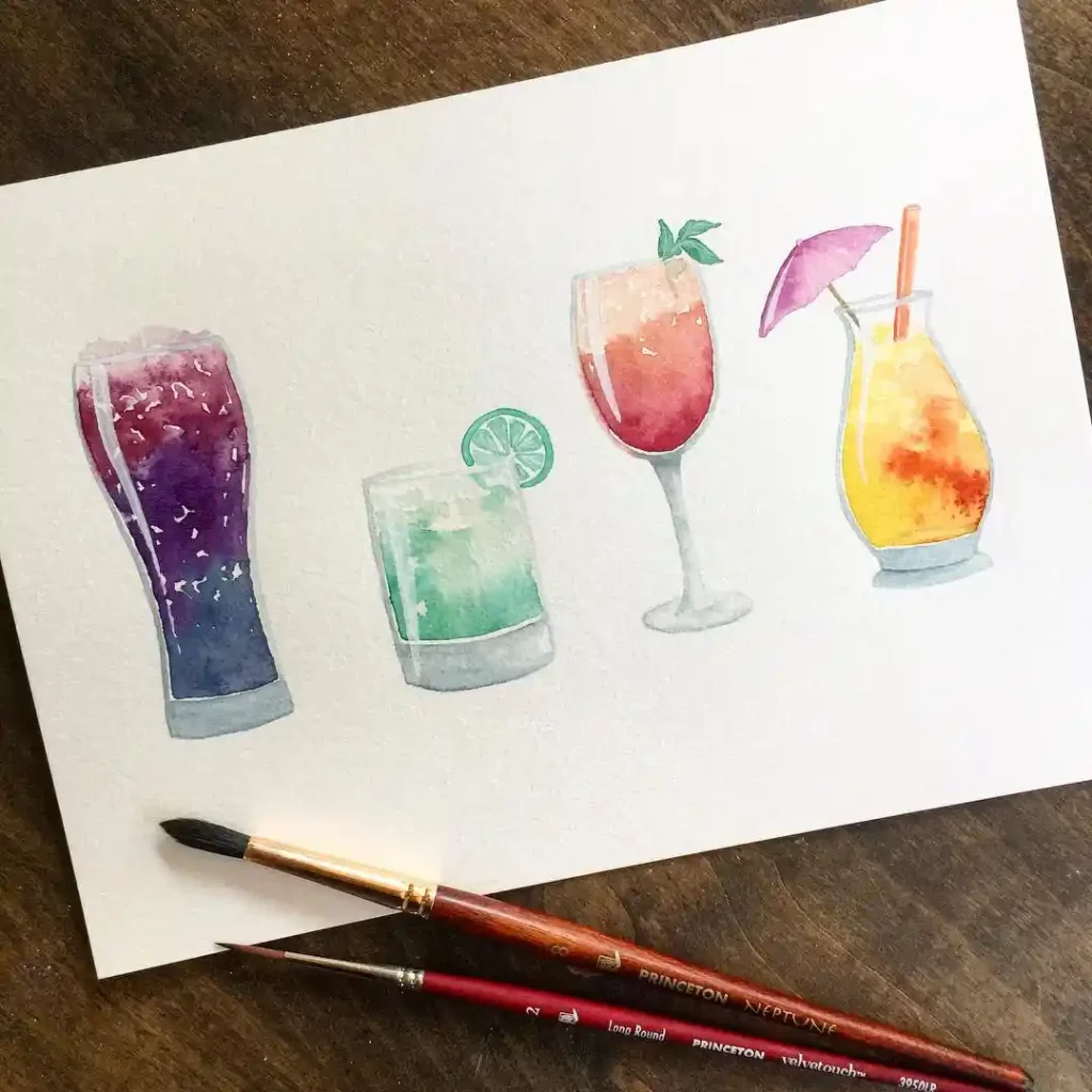 Watercolor Drinks Drawing Ideas (41)