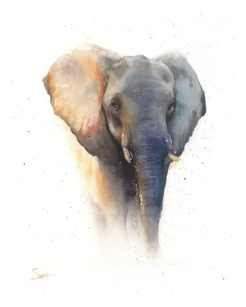 Watercolor Elephant Drawing Ideas (10)