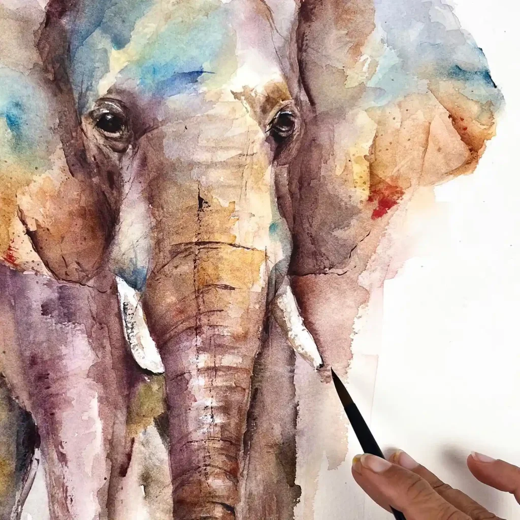 Watercolor Elephant Drawing Ideas (11)