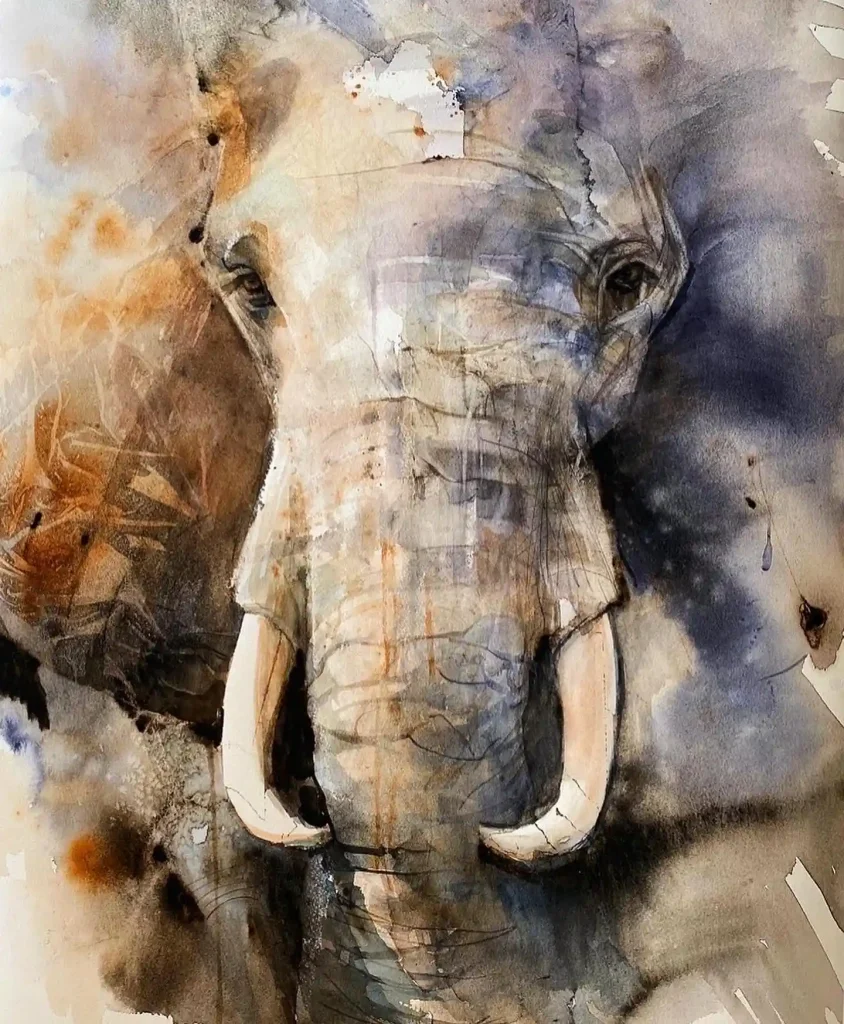 Watercolor Elephant Drawing Ideas (14)