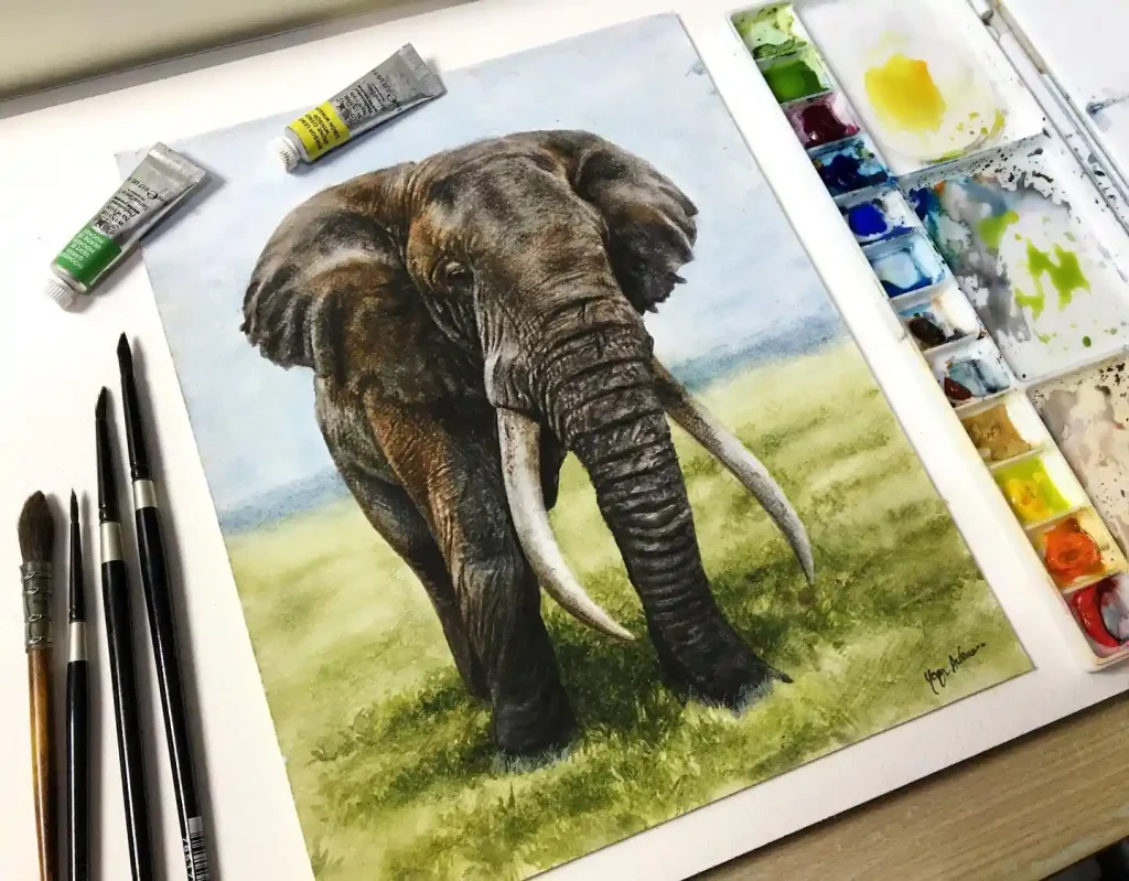 Watercolor Elephant Drawing Ideas (2)