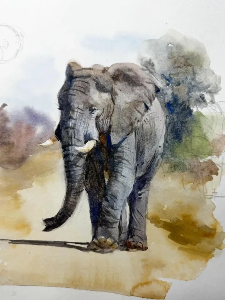 Watercolor Elephant Drawing Ideas (22)