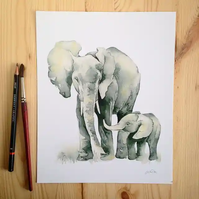 Watercolor Elephant Drawing Ideas (24)