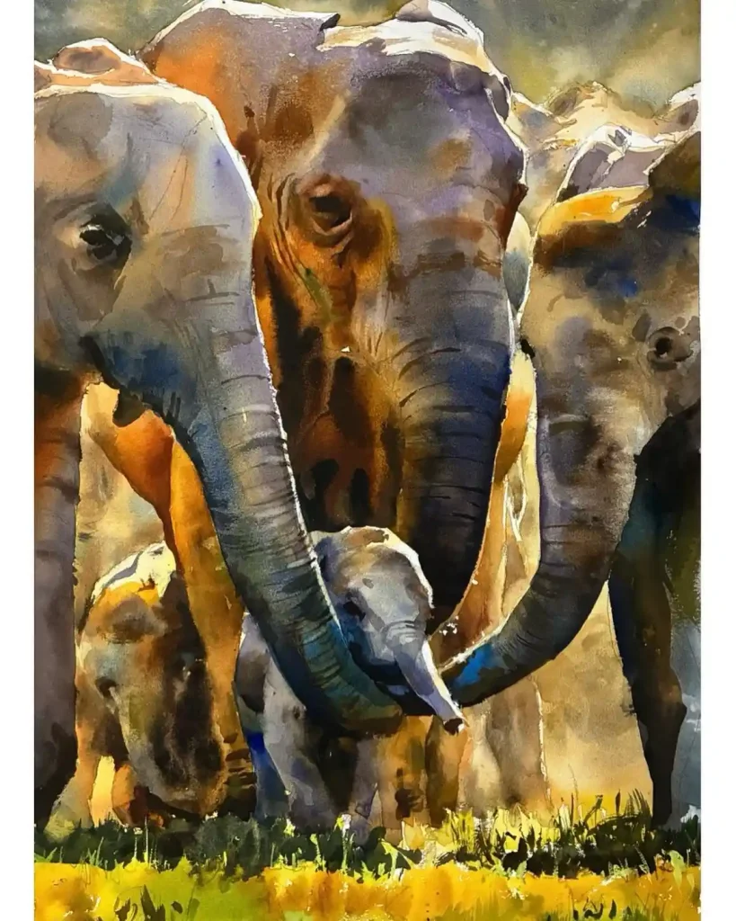 Watercolor Elephant Drawing Ideas (4)