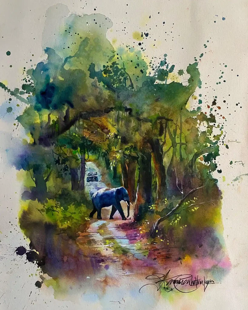 Watercolor Elephant Drawing Ideas (5)
