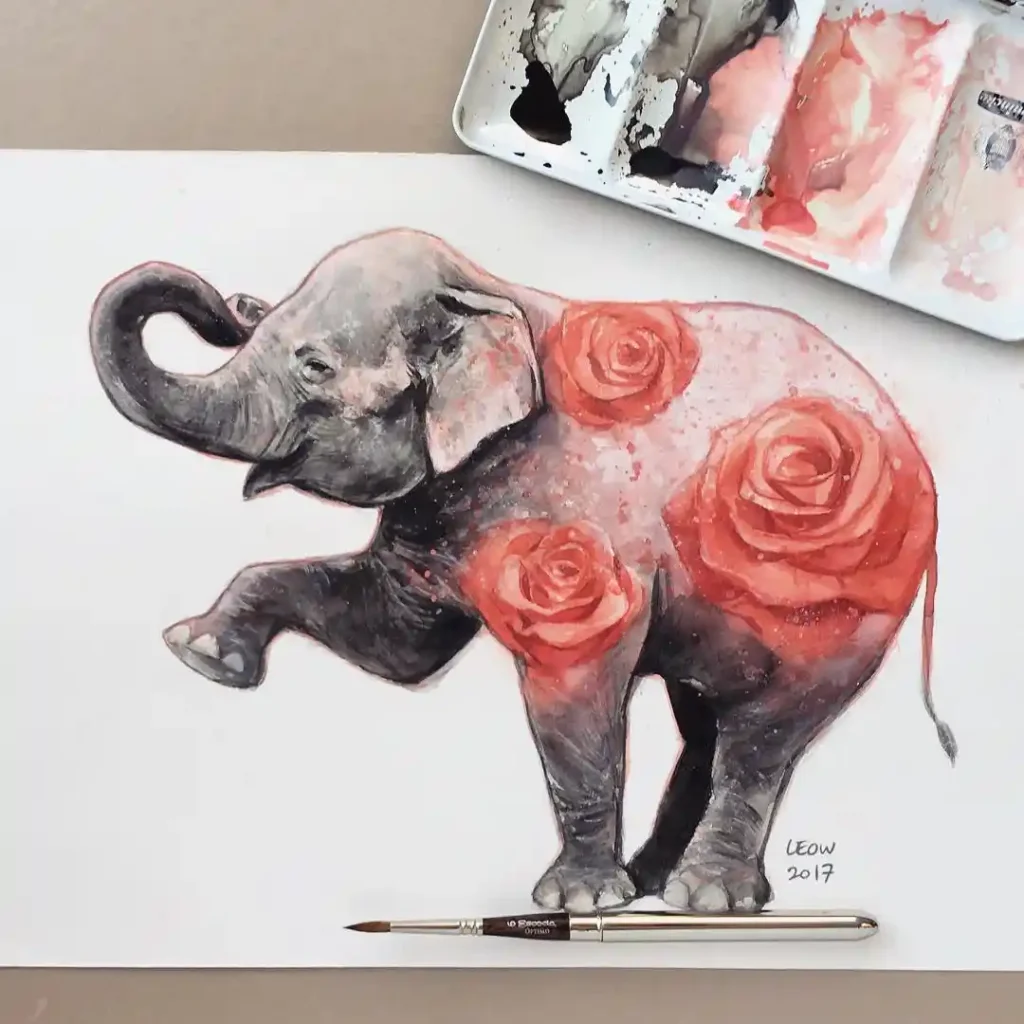 Watercolor Elephant Drawing Ideas (7)