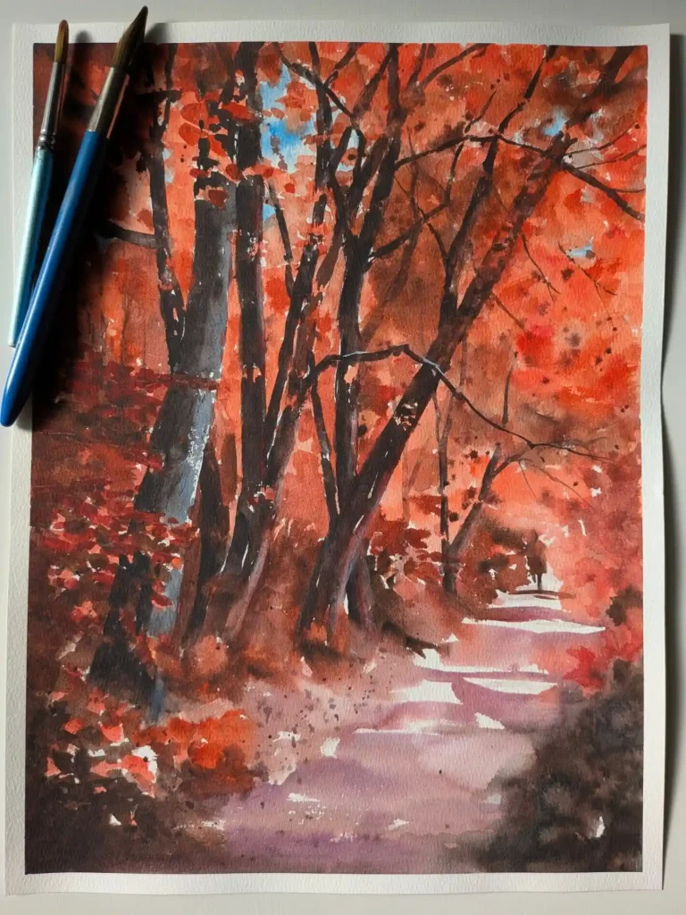 Watercolor Forest Path 11