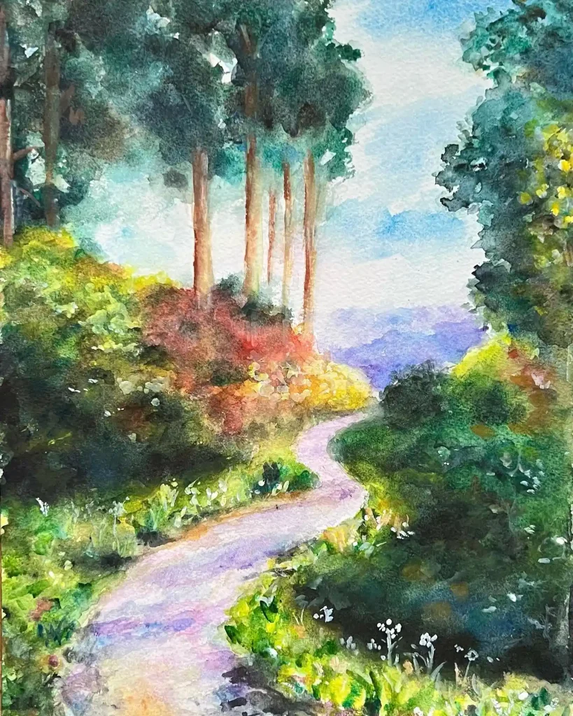Watercolor Forest Path 12