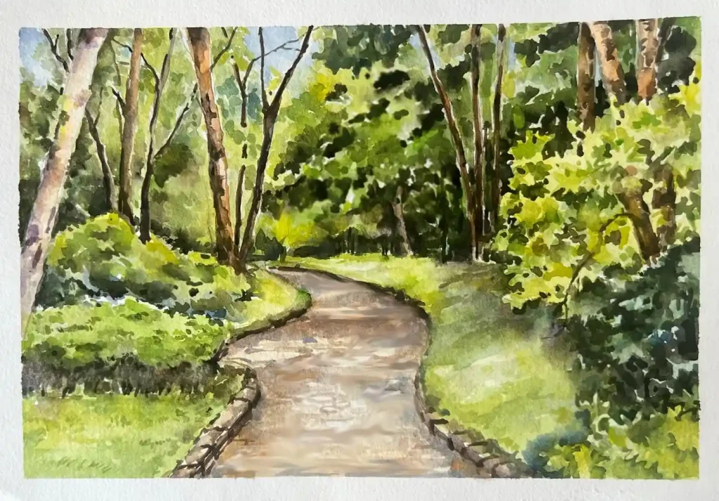 Watercolor Forest Path 14