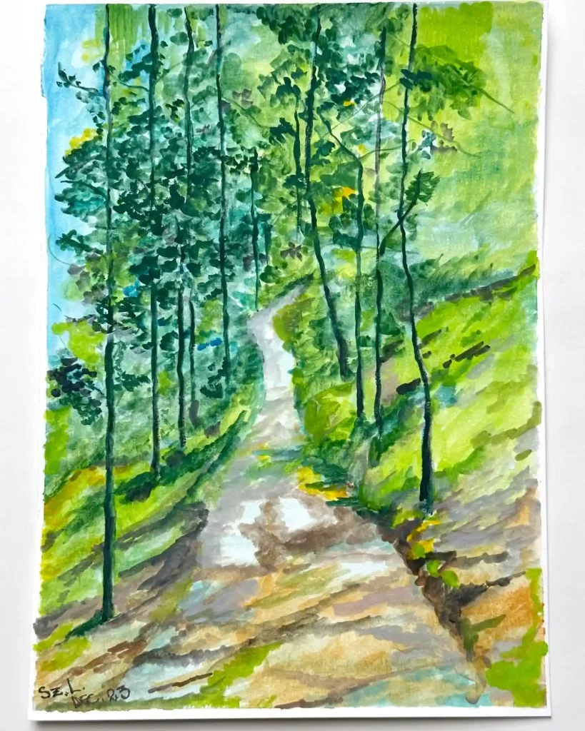 Watercolor Forest Path 15