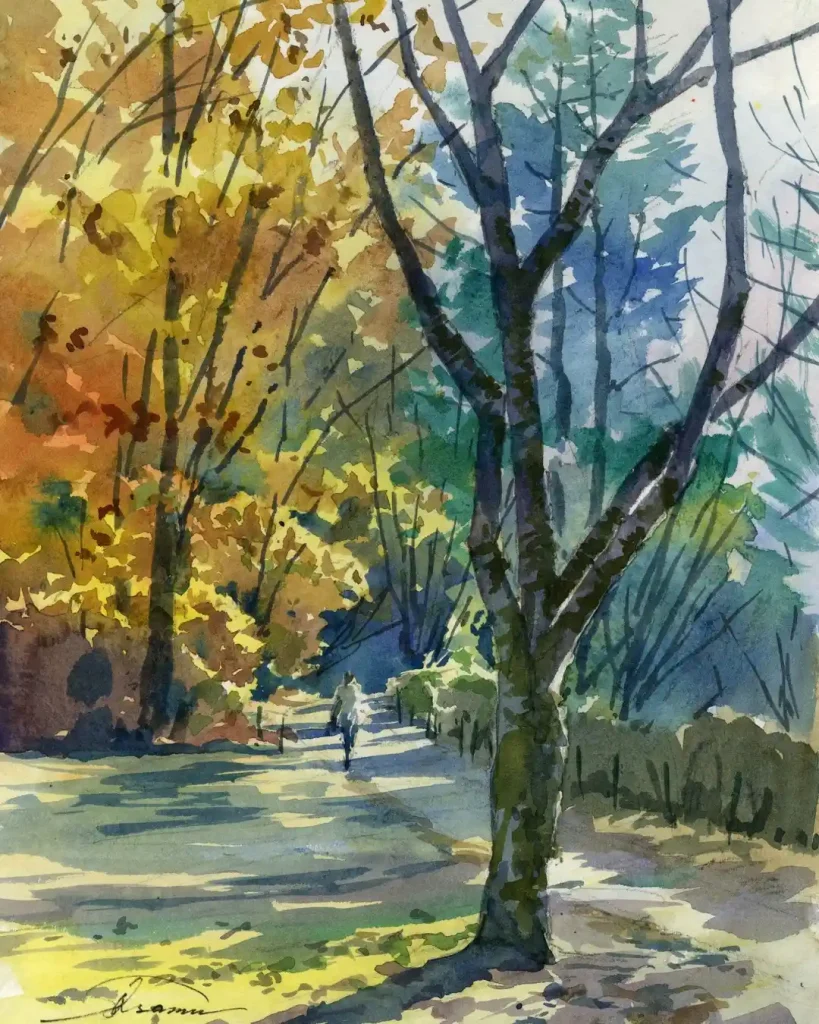Watercolor Forest Path 21