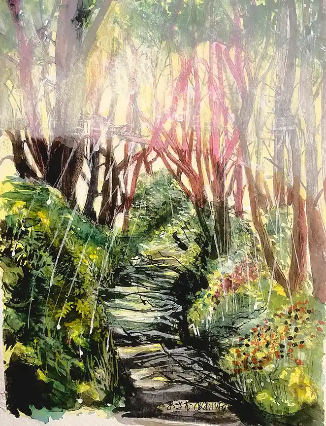 Watercolor Forest Path 27