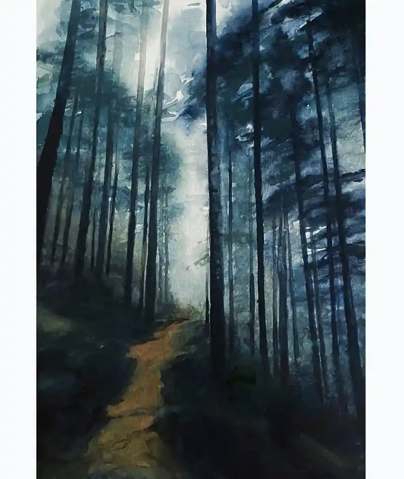 Watercolor Forest Path 28