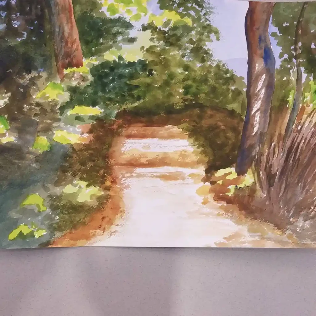 Watercolor Forest Path 4