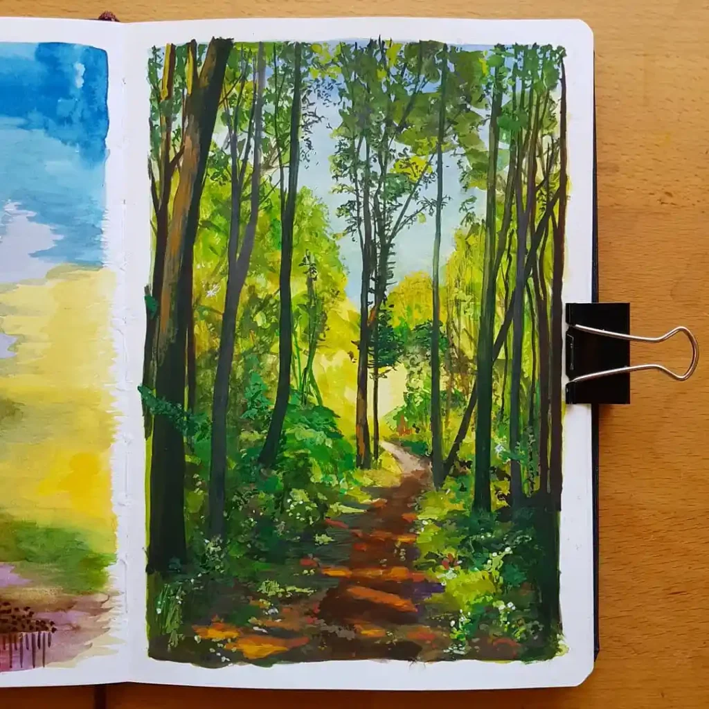 Watercolor Forest Path 6