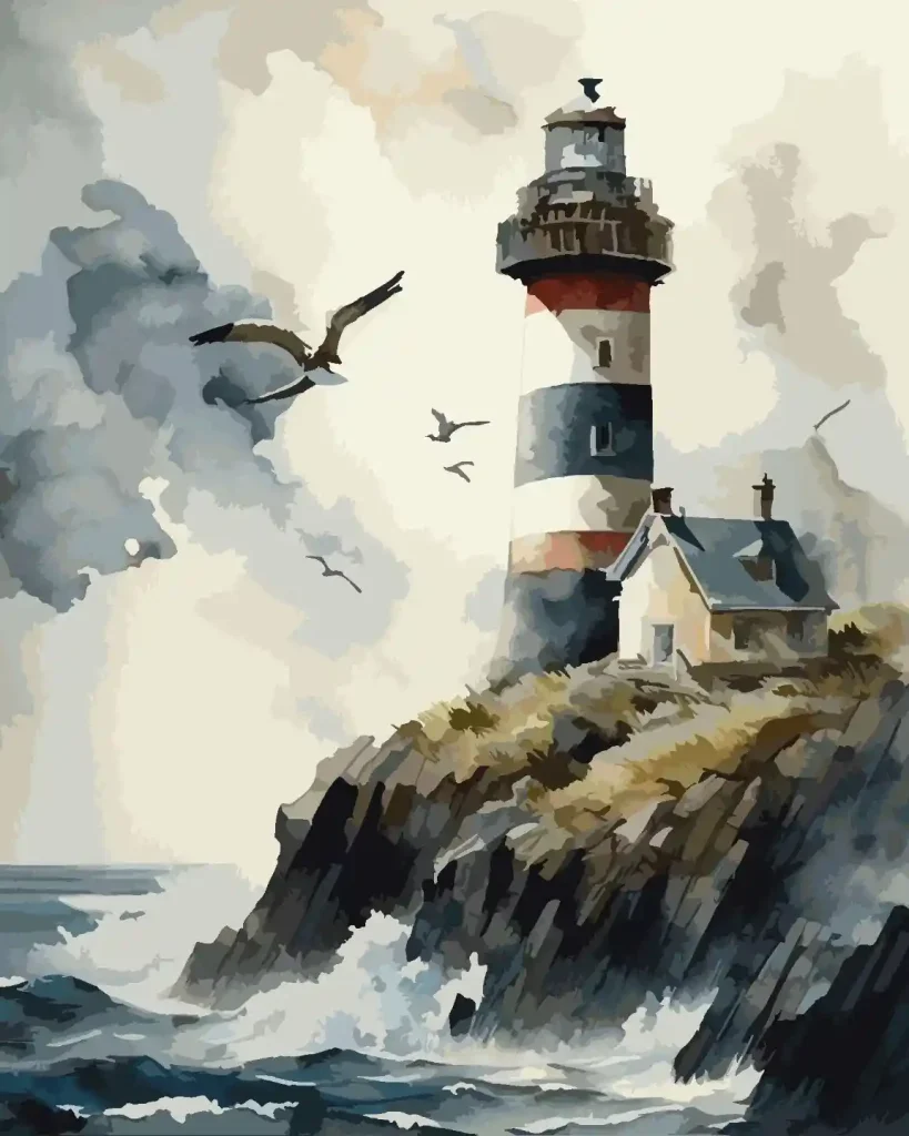Watercolor Lighthouse 14