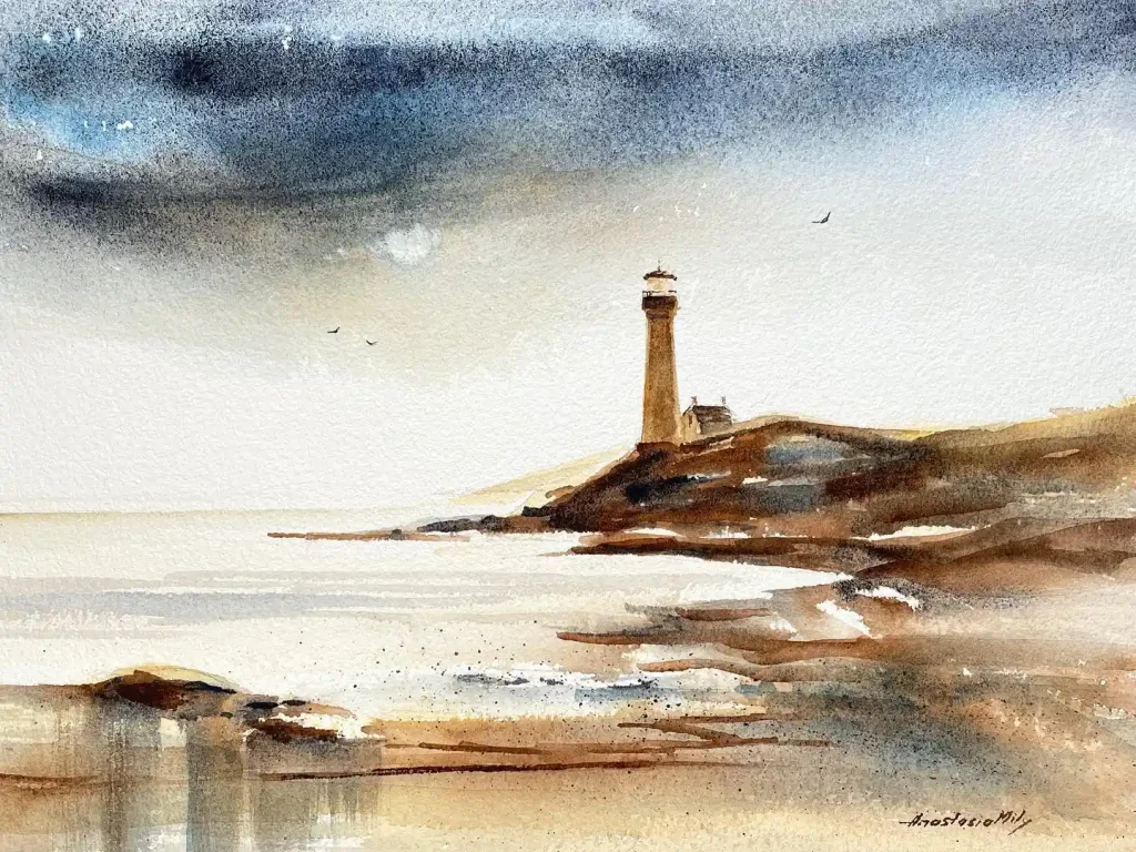 Watercolor Lighthouse 4
