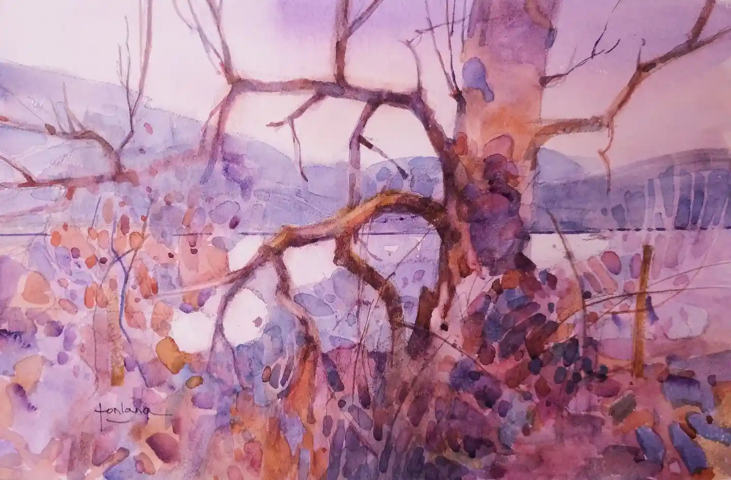Winter Morning in the San Gabriel Mountains Watercolor