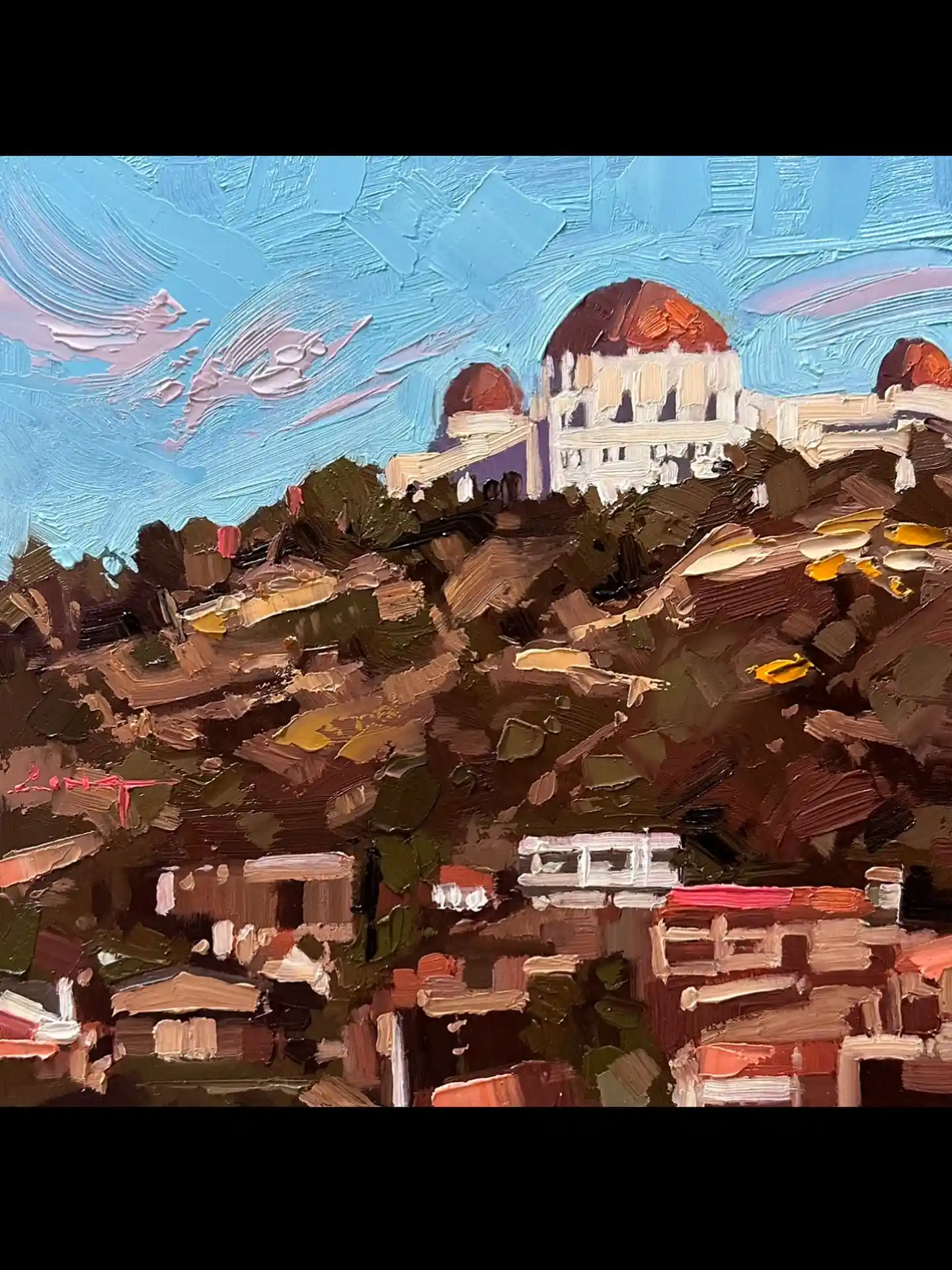 The Griffith Observatory Hillside Watercolor