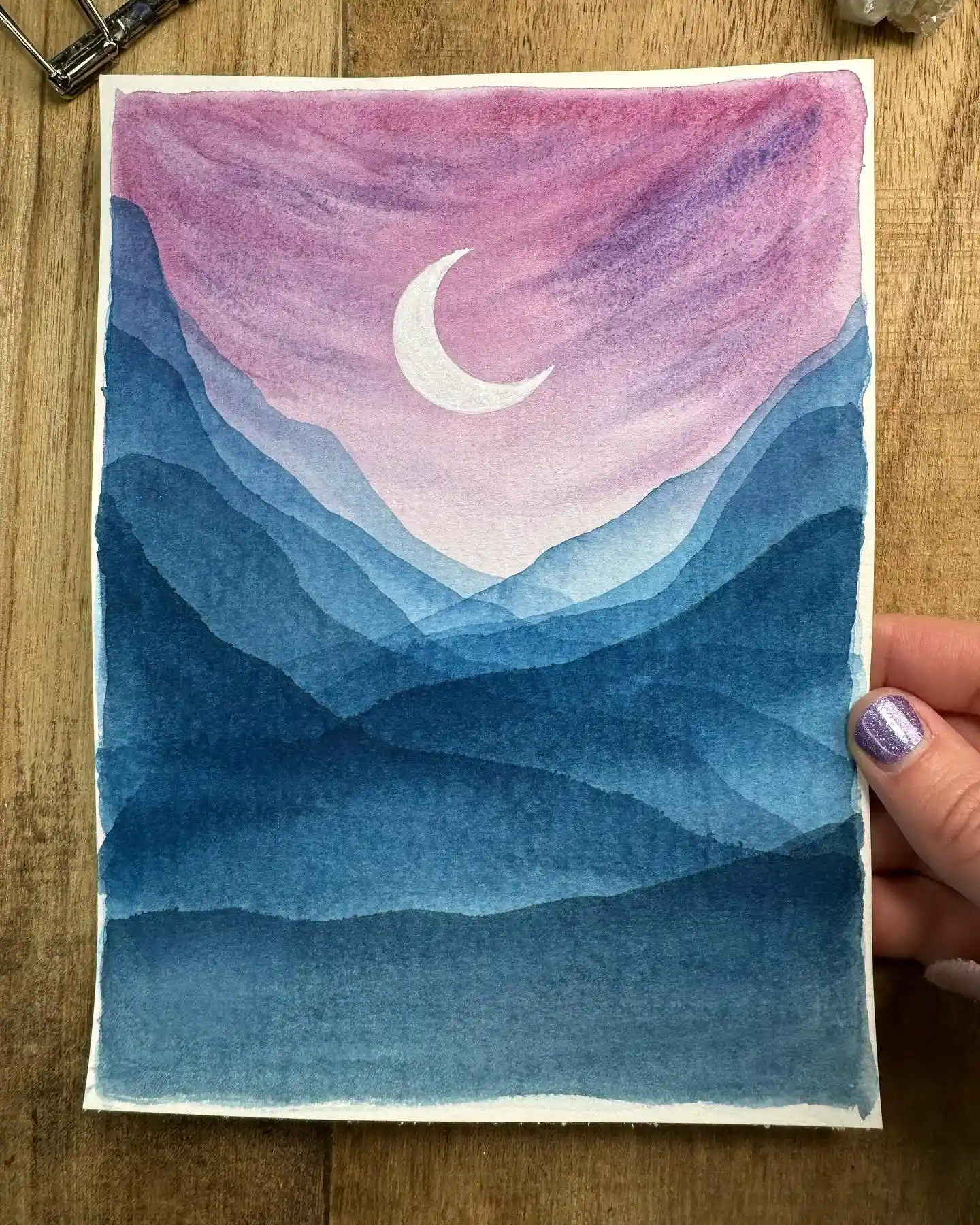 Whimsical Cloud Watercolor Moon
