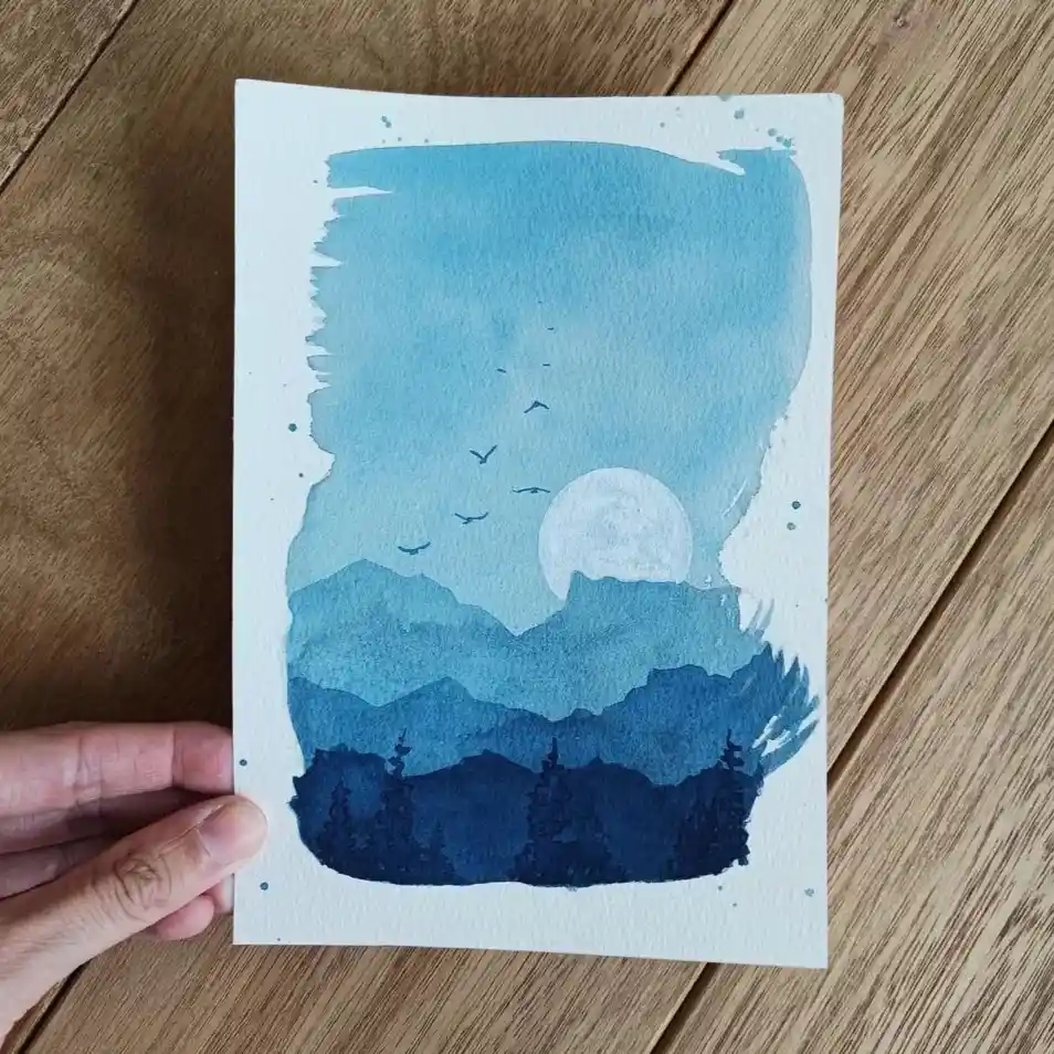 Tree of Life Watercolor Moon