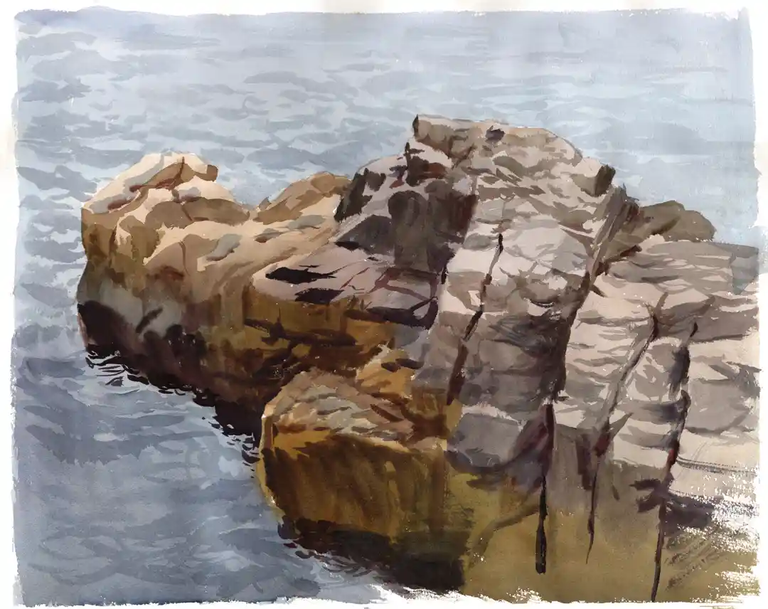 Coastal Rock Formations Watercolor National Park