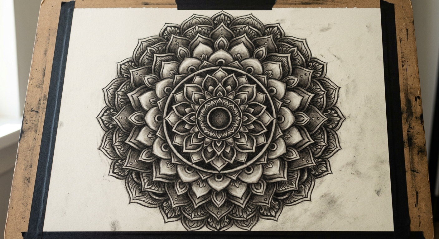 Charcoal Shaded Mandala