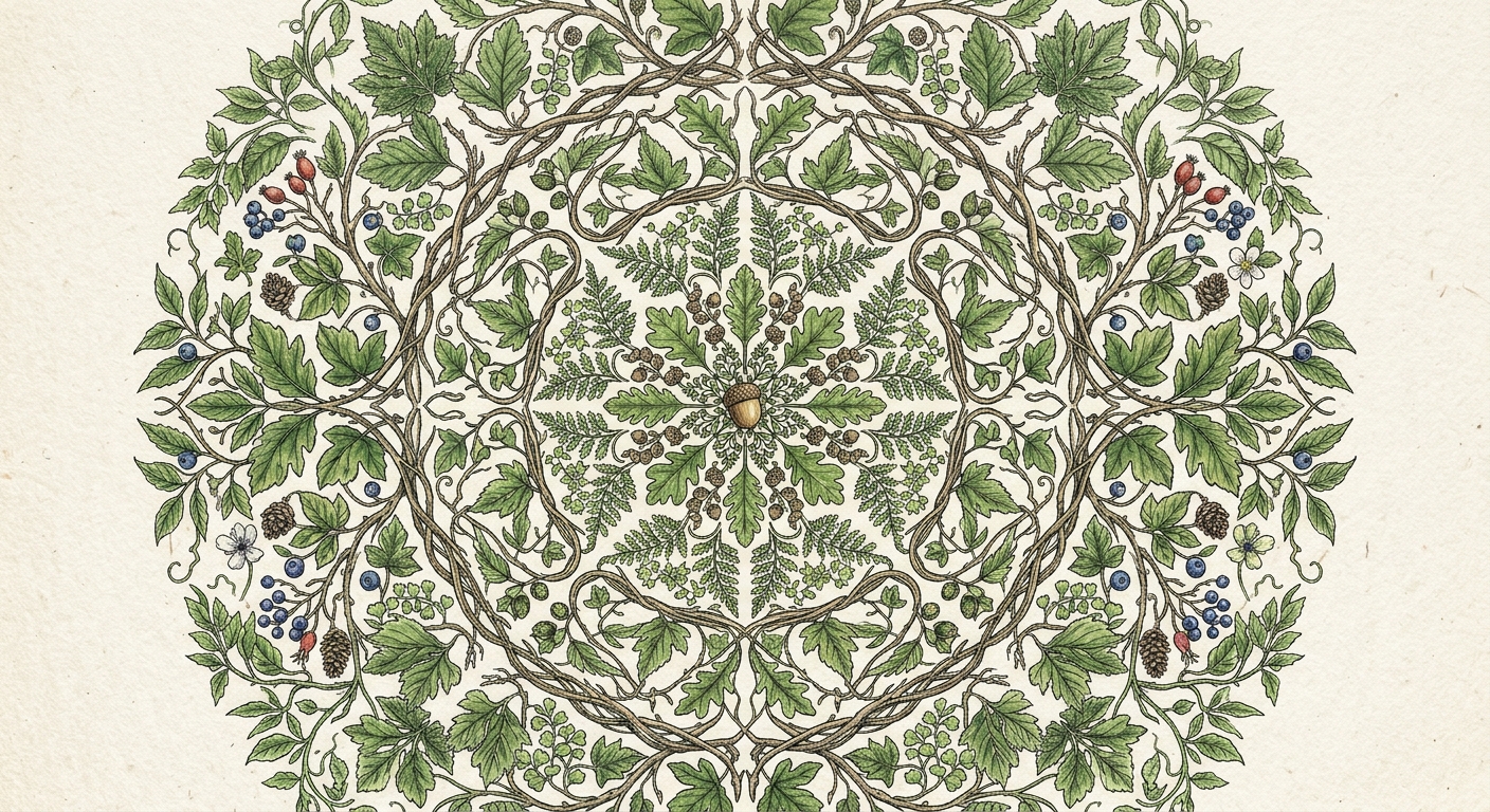 Nature-Inspired Leaf and Vine Mandala