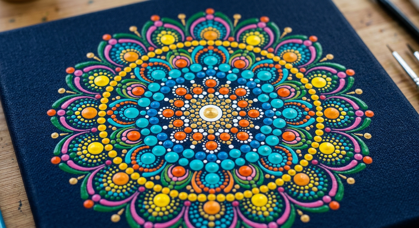 Simple Dot Mandala with Acrylic Paint