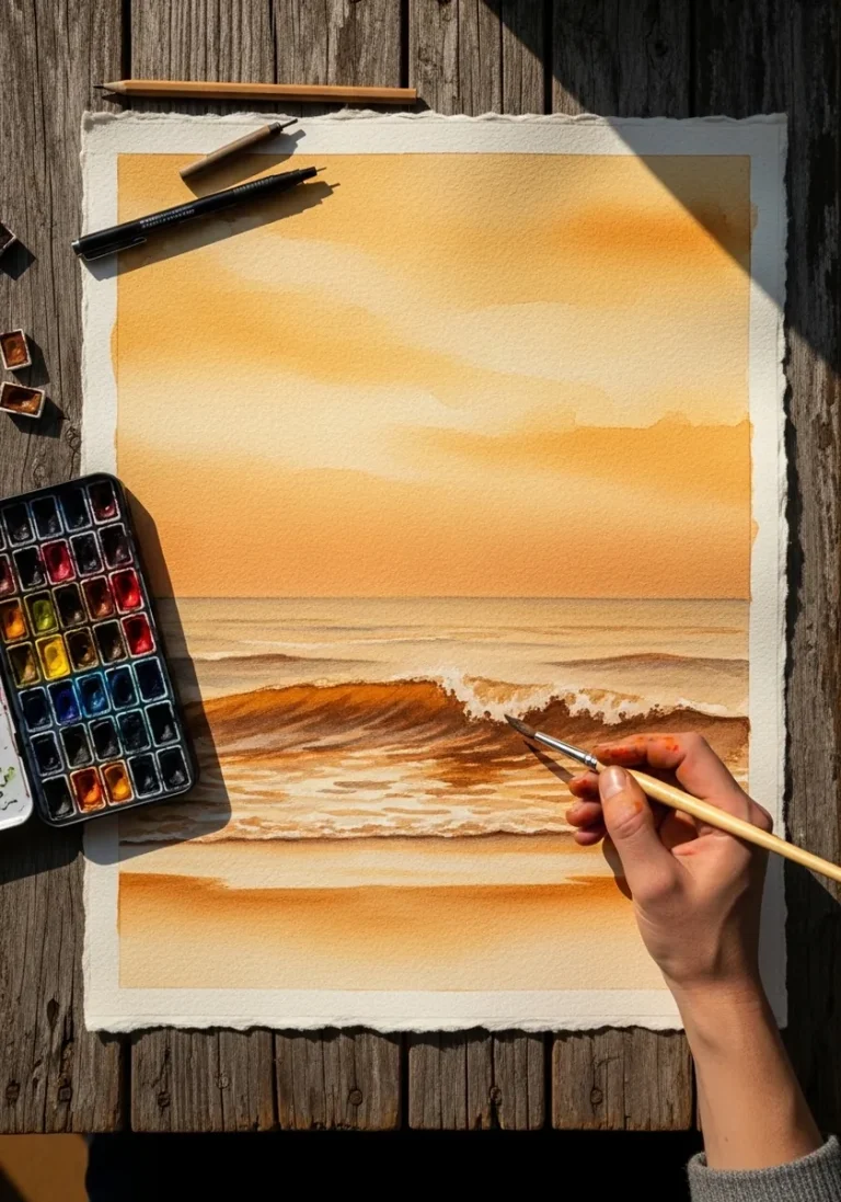 30 Warm Ochre Watercolor Ideas and the Three-Color Landscape Palette