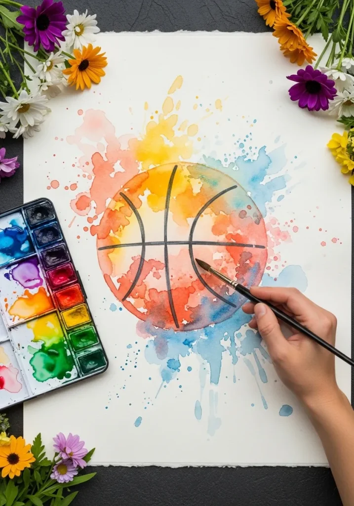 41 Watercolor Basketball Drawing Ideas and the Curved Seam Rule
