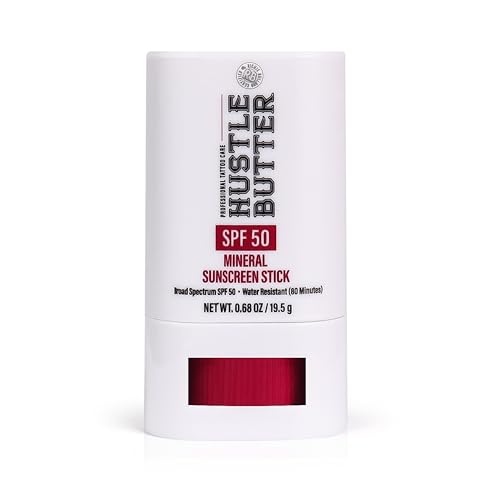 Hustle Butter tattoo sunscreen stick SPF 50 with mineral zinc oxide
